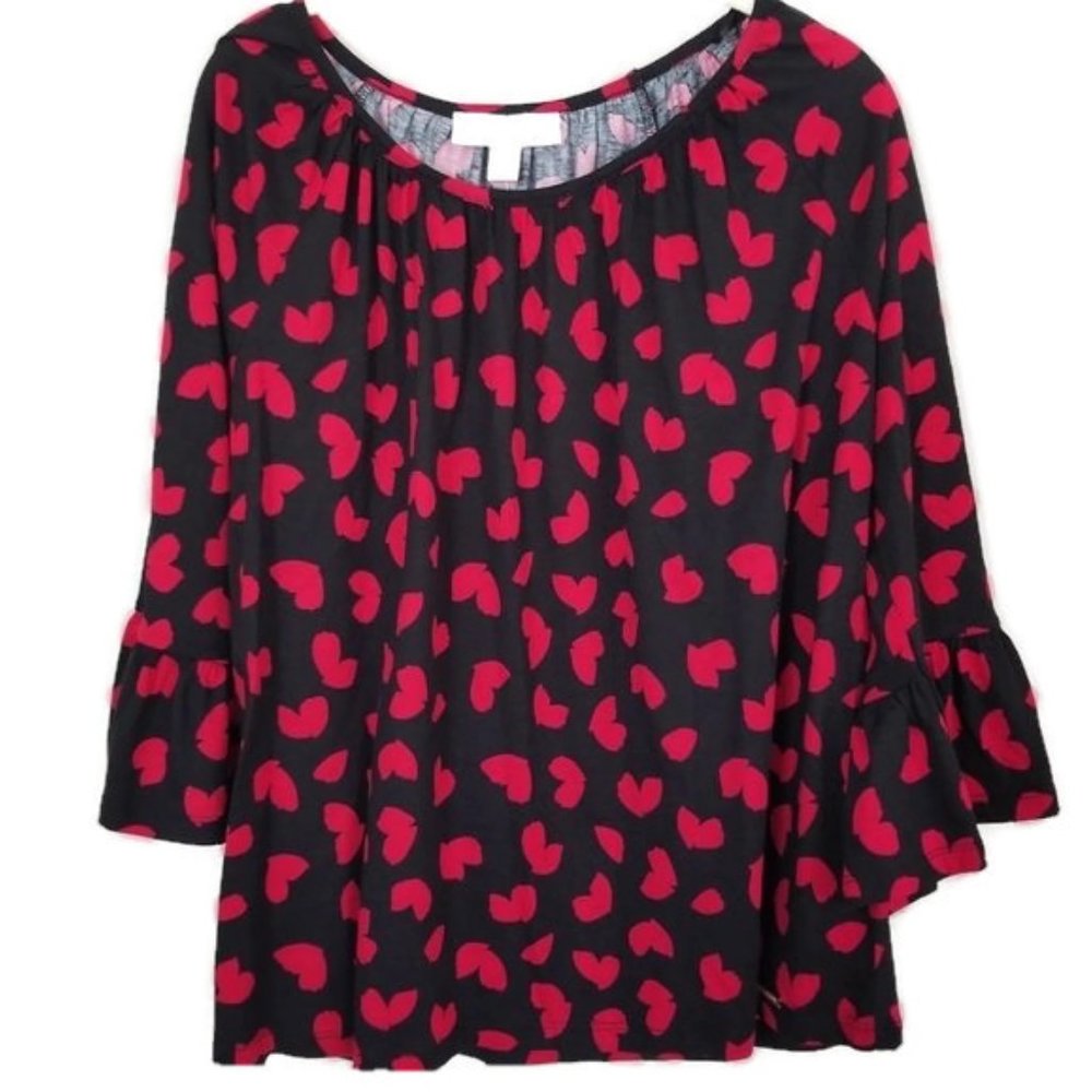 MICHAEL KORS HEARTS BLACK TOP W/SCARLET RED HEARTS